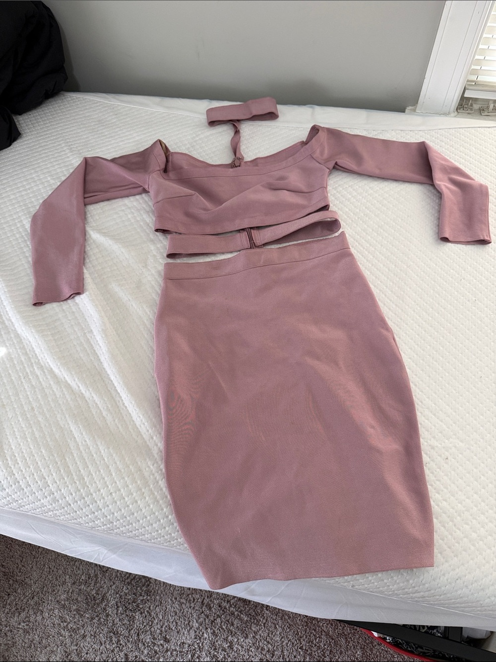 WOW couture Dusty Rose Off-Shoulder Two-Piece Bodycon Dress
